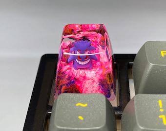Gen.gar Resin Keycap with purple fire: Anime Artisan Keycap, valentines gift