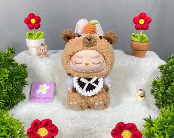 Disfraz de oso capibara hecho a mano, apto para muñecas de 17 cm