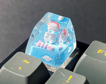 Rabbit Keycap Resin with Name (under 6 characters), Custom Simple Animal Keycap, Anniversary Gift