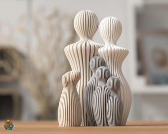 Minimalist 3D Printed Family Sculpture | Modern Home Decor Gift | Mother's day