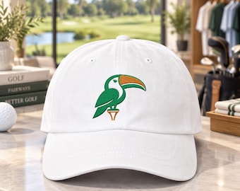 Toucan Golf Tee Hat, Embroidered Golf Cap, Tropical Bird Golf Apparel, Country Club Style