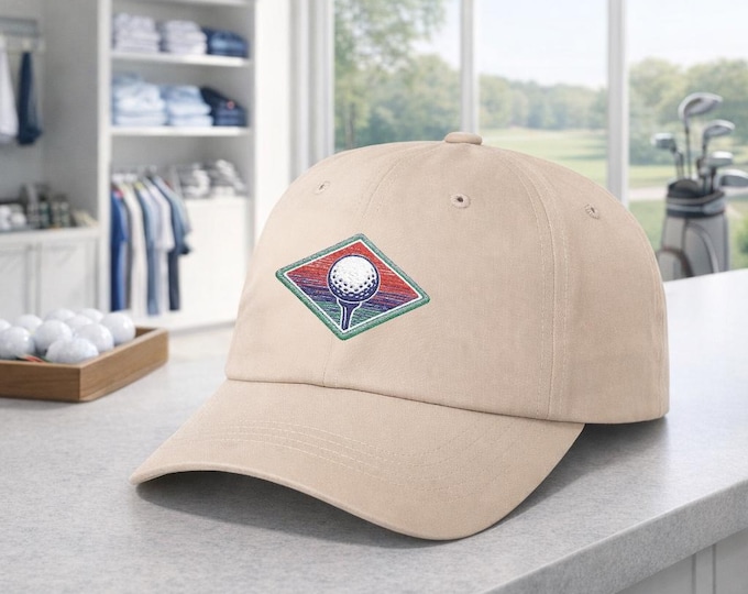 1980s Retro Sunset Golf Patch Classic Dad Cap | Embroidered Vintage Golf