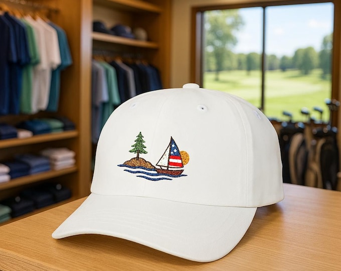 USA 250 Sailboat Flag design Dad Cap | Patriotic Pacific Northwest hat