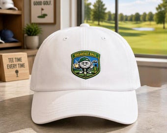 Embroidered Breakfast Ball Golf Hat, Funny Coffee Golfer Cap, First Tee Humor Apparel