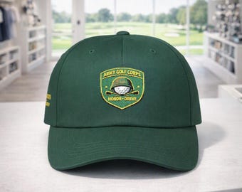 Embroidered Army Golf Corps Cap, Veteran Golfer Hat, Military Golf Apparel