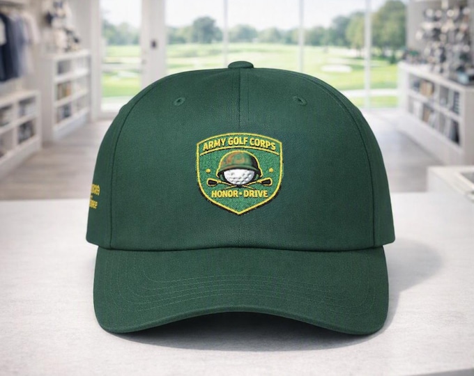 Embroidered Army Golf Corps Cap, Veteran Golfer Hat, Military Golf Apparel