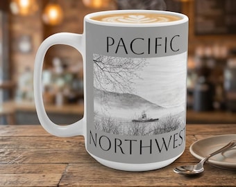 Pacific Northwest Scenic Sketch Mug-Lummi Island Ferry
