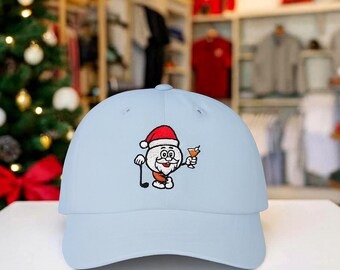 Boozy Golf Santa embroidered Classic Dad Cap | Holiday Golf Dad Cap