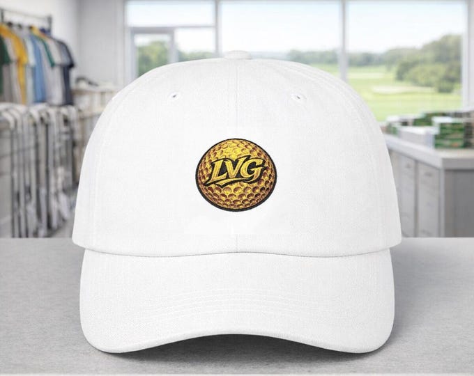 LummiVibez Metallic Gold Golf Ball Logo Classic Dad Cap | LV Golf Brand