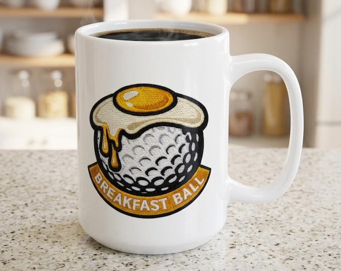 Breakfast Ball Golf Mug, Funny Golf Gift for Men, Golf Coffee Cup, Fried Egg Golf Ball, Golfer Present, PNW Golf Humor