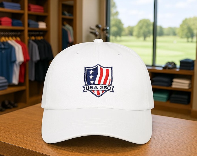 USA 250 Shield Logo Dad Cap | America's 250th Anniversary Hat