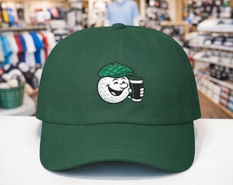 Beer Drinking Golf Ball Dad Cap | Funny Golf Logo