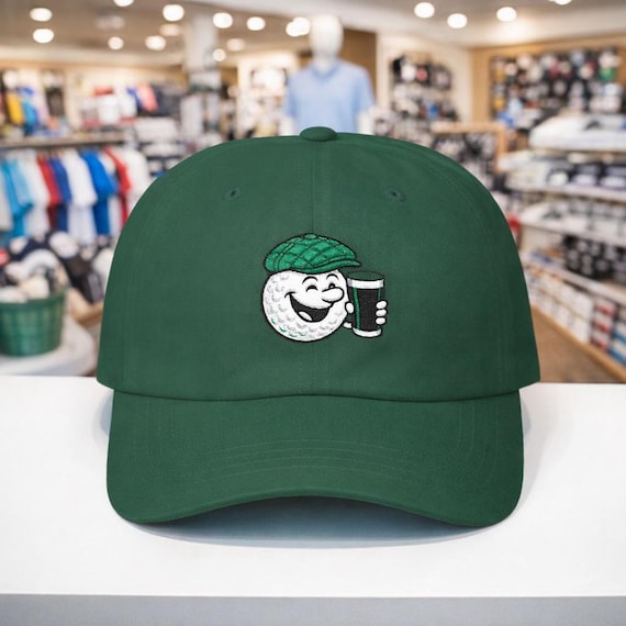 Beer Drinking Golf Ball Dad Cap | Funny Golf Logo