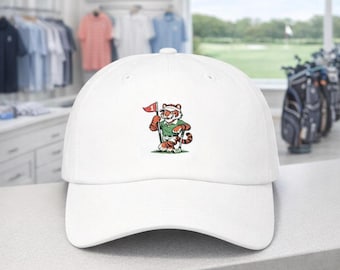 Tiger Golfer Holding Pin Dad Cap | Golf Hat, Tiger Logo