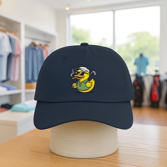 Cigar Smoking Rubber Duck Golfer Classic Dad Cap | Funny Golf Dad Hat