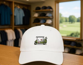 Wine on the Golf Cart Dad Cap | Golfing Baseball Hat, Wine Lover Golfer