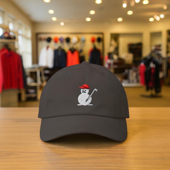 Playful Snowman Golf Hat - Classic Embroidery for Lighthearted Winter Golf