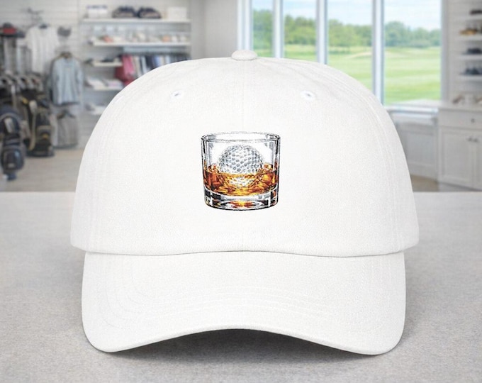 Whiskey on a Golf Ball Ice Cube Classic Dad Cap | Golf Hat Logo