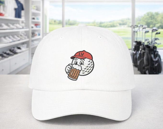 Golf Ball Beer Hat Classic Dad Cap | Embroidered Golf Beer Cap