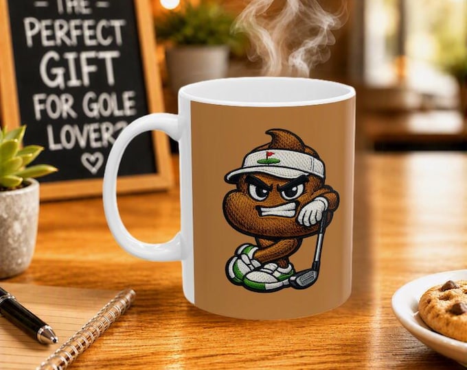 Poop Golfer mug, Sht Golfer mug, funny golf coffee cup, humorous golfer gift, 15 oz mug, golf lover drinkware