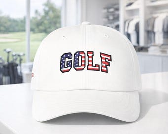 USA 250th Anniversary Flag Golf Embroidery Classic Dad Cap | Patriotic Red White Blue