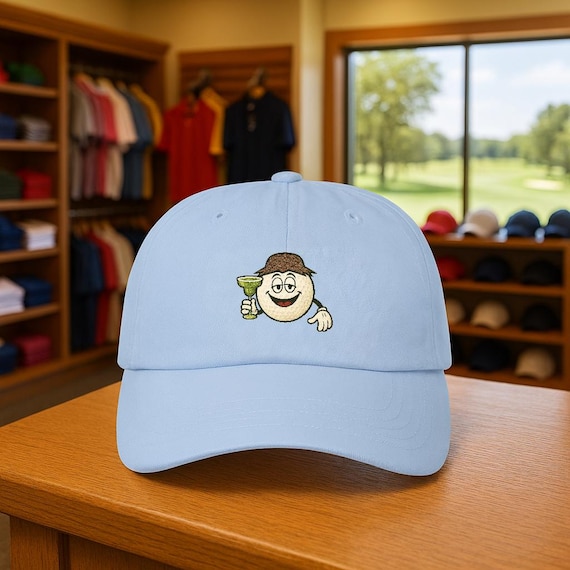 Smiling Golf Ball with Palm Hat Margarita Dad Cap | Golfing Novelty Hat