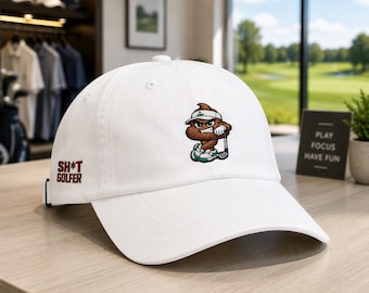 Funny golf hat, poop golfer gift, sht golfer cap, embroidered golf hat, custom text hat, unique golf accessory