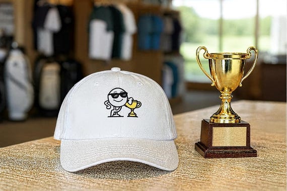 Smiling Golf Ball Personalized Message Classic Dad Cap | Tournament Champion Golf Hat