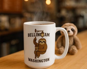 Slothy Roadside Sloth Mug | Pacific Northwest I-5 Lake Samish Nostalgia