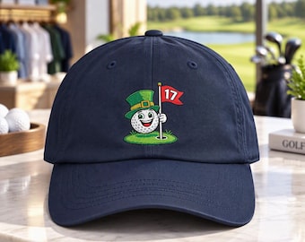 Leprechaun Golf Ball on Classic Dad Cap | St. Patrick's Day Golf Hat