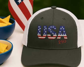 USA 250 Anniversary Snapback Trucker Cap | American Bicentennial Celebration Hat