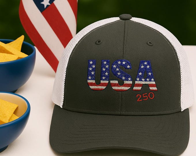 USA 250 Anniversary Snapback Trucker Cap | American Bicentennial Celebration Hat