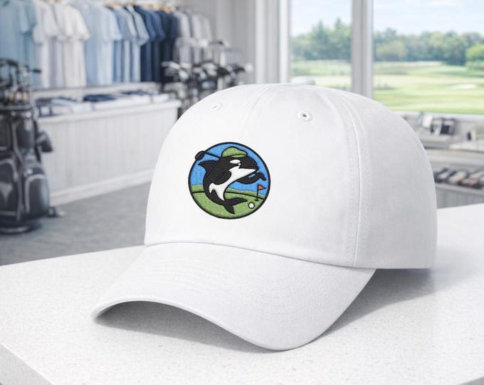 Orca Golfer Pacific Northwest Cap | Golf Whale Mascot Hat