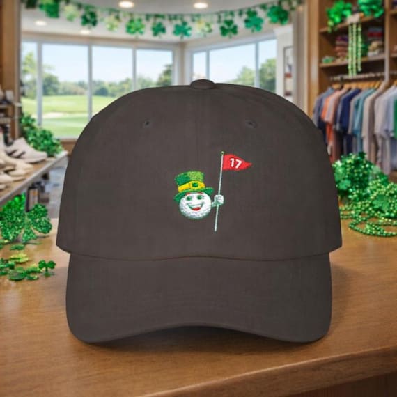 Leprechaun Golf Ball on Classic Dad Cap | St. Patrick's Day Golf Hat