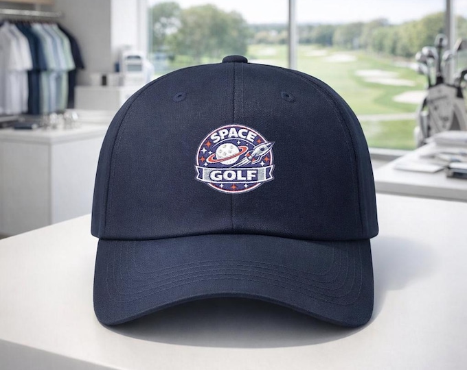 Retro Rocket Planet Embroidered Golf Cap | Space Sci-Fi Dad Hat