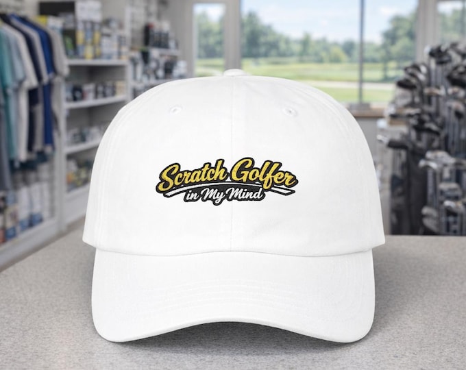 Scratch Golfer Script Logo Dad Cap | Golf Hat, Funny Golfer Saying