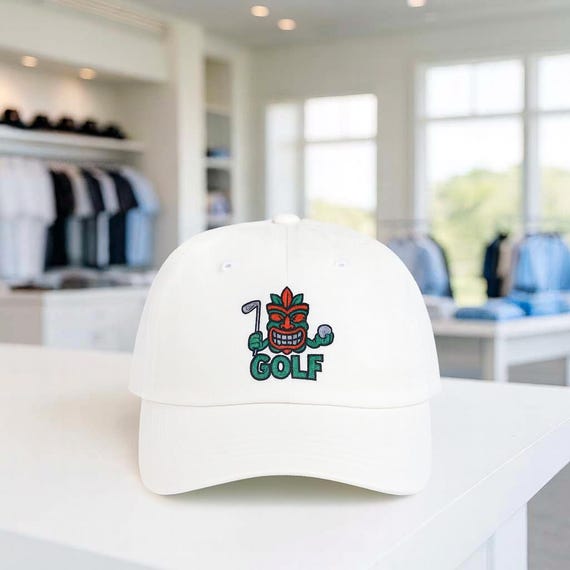 Tiki Mascot Golf Dad Cap | Vintage Island Charm