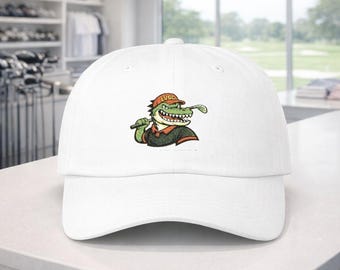 Gator Golfer Embroidered Classic Dad Cap | Alligator Golf Mascot Hat