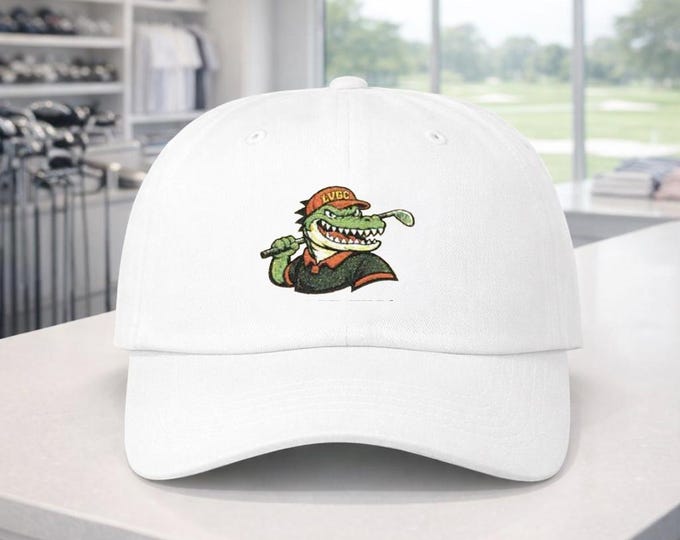 Gator Golfer Embroidered Classic Dad Cap | Alligator Golf Mascot Hat