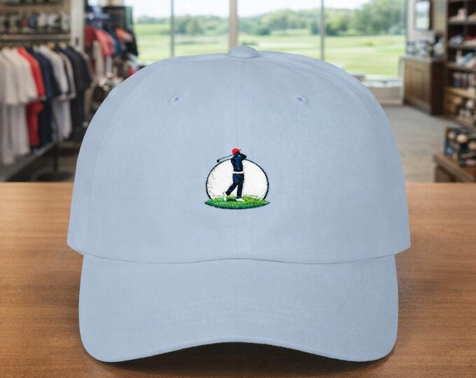 Embroidered Golfer Shadow Dad Cap | Cotton Golf Hat