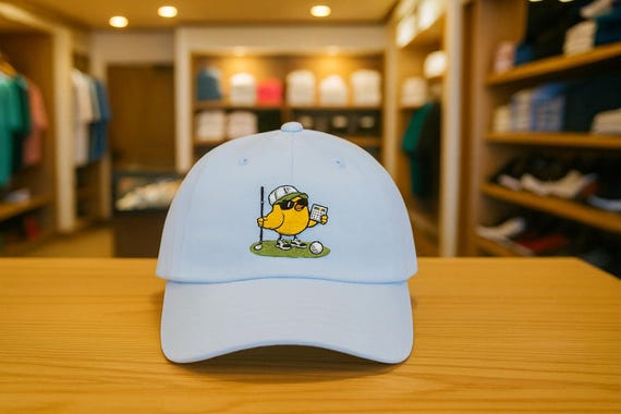 Birdie Golfer holding a club checking his score Cap | Funny Golf Hat for Course