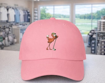 Flamingo Golfer Logo Classic Dad Cap | Martini Bird Golf Hat