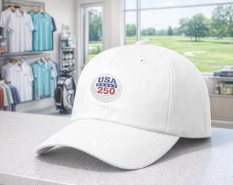 USA 250 Golf Ball Logo Cap Classic Dad Cap | 1776-2026 Anniversary