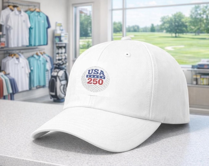 USA 250 Golf Ball Logo Cap Classic Dad Cap | 1776-2026 Anniversary