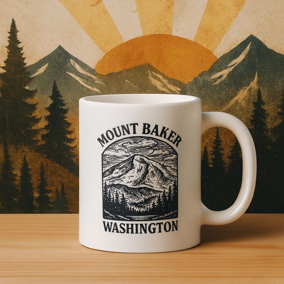 Mount Baker Washington Jumbo Mug: Personalized Coffee Cup Gift