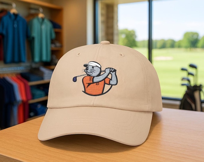 Golfing Seal Illustration Classic Dad Cap | Funny Seal Golfer Hat