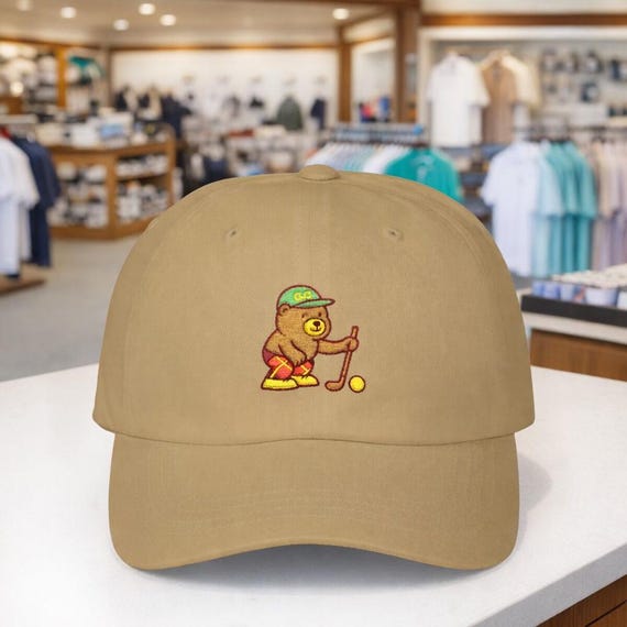 Golfing Bear Reading a Putt Golf Cap