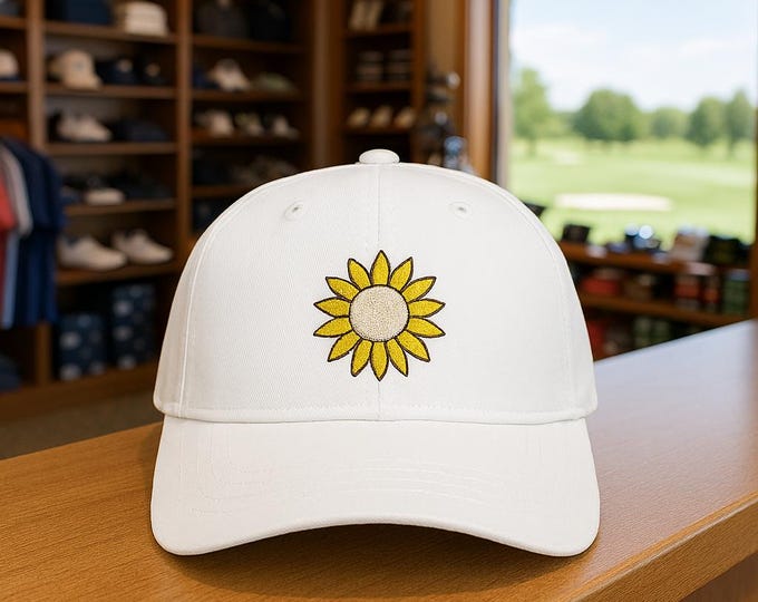Sunflower Golf Ball Cap | Floral Golfing Design, 100% Cotton Dad Hat