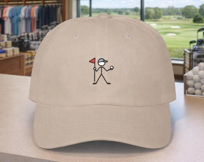Stick Figure Golfer Birdie Logo Classic Dad Cap | Golf Hat