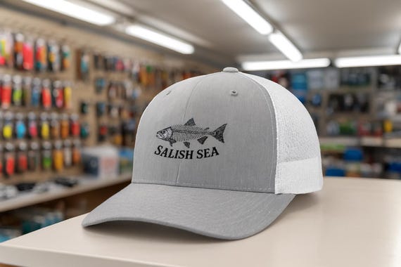 Salish Sea Salmon Snapback Trucker Cap | PNW Fishing Mesh Hat